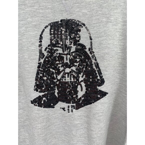 Disney‎ Star Wars Black Sequin Darth Vader Grey Women's Sweatshirt Size Medium - Picture 7 of 7